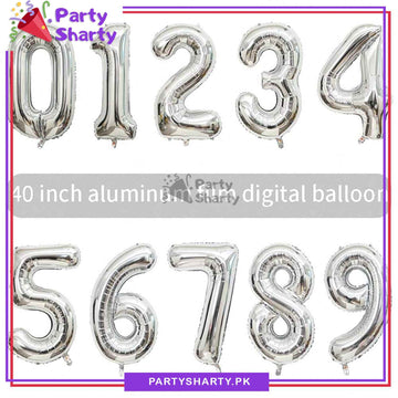 Silver Number Foil Balloon - Jumbo Size (40 inches) for Birthday / Anniversary Party Decoration and Celebration